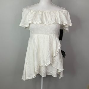 Lulus Blissful White Off-the-Shoulder Smocked Romper Women Size Medium